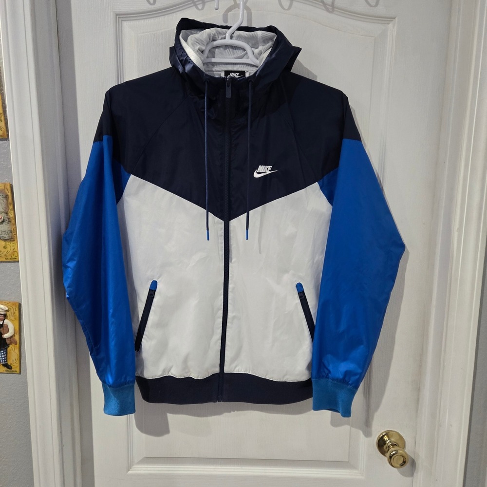 Nike Windrunner Jacket Mens Medium Blue White AR2191-122 Excellent Windbreaker